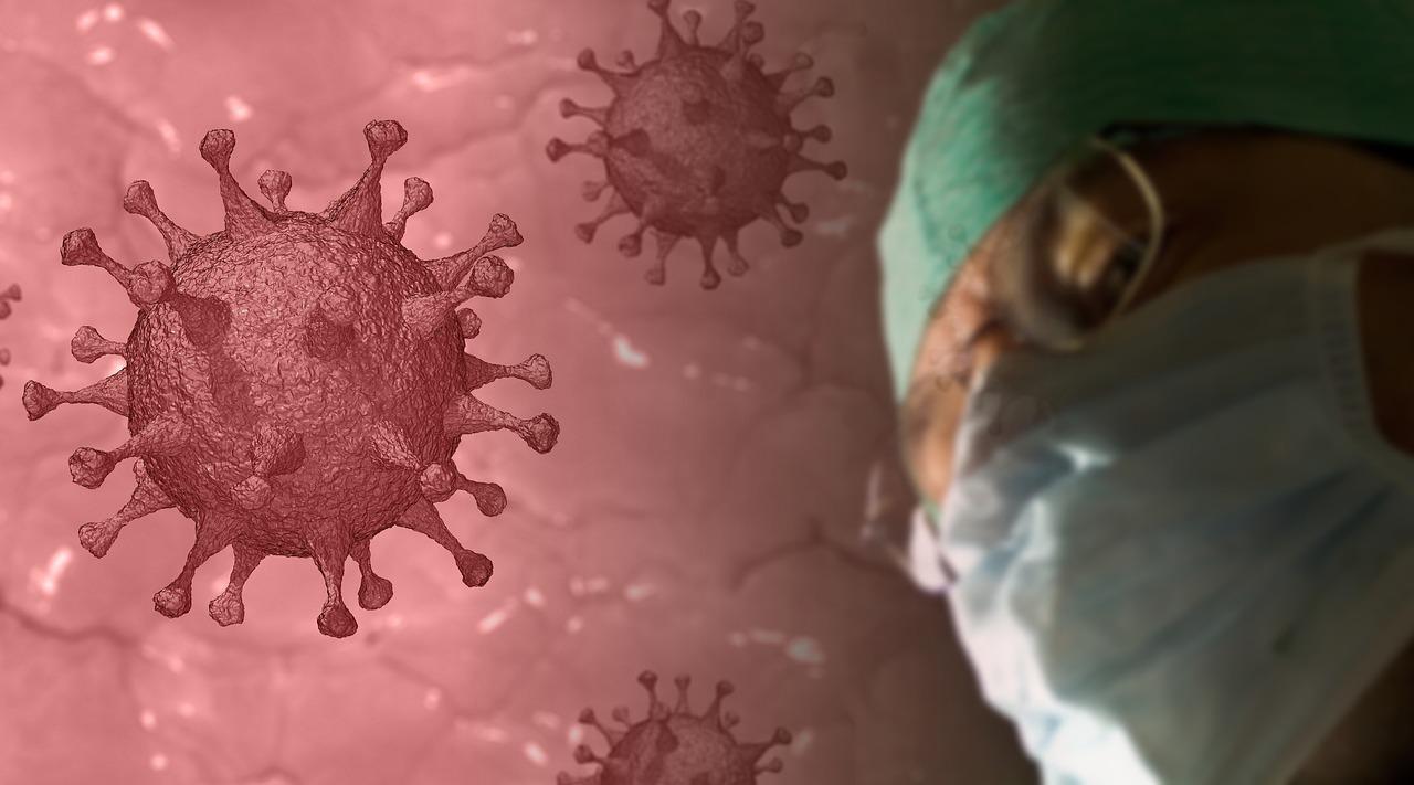 corona virus and doctor's head