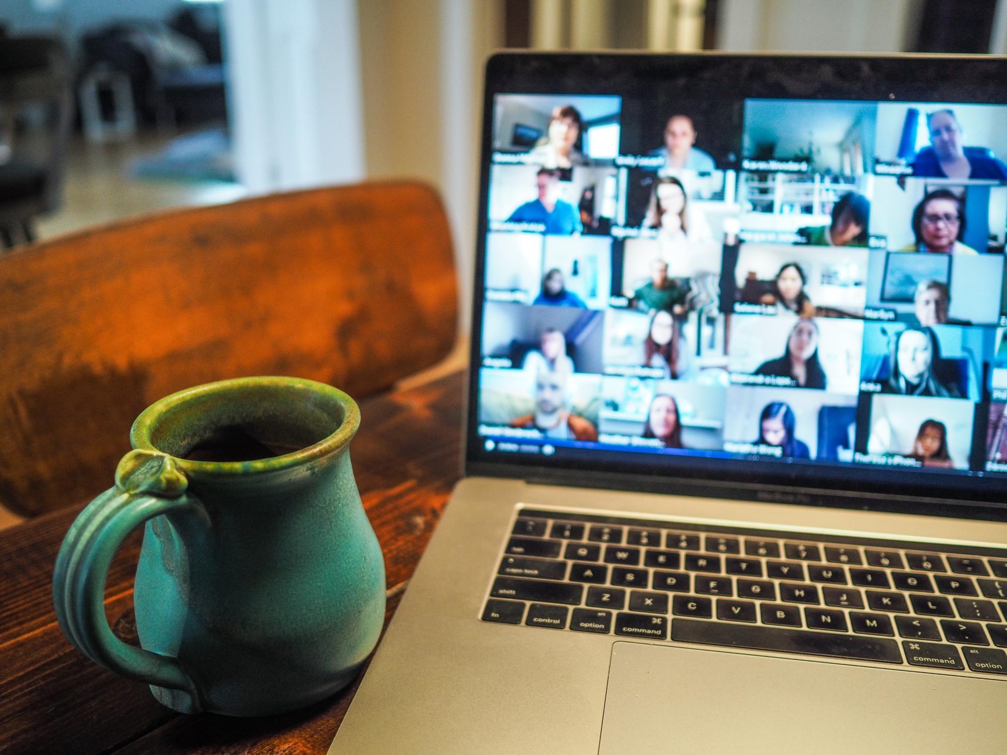 laptop with cup of coffee